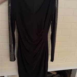Guess Black Dress with Embellished Sleeves